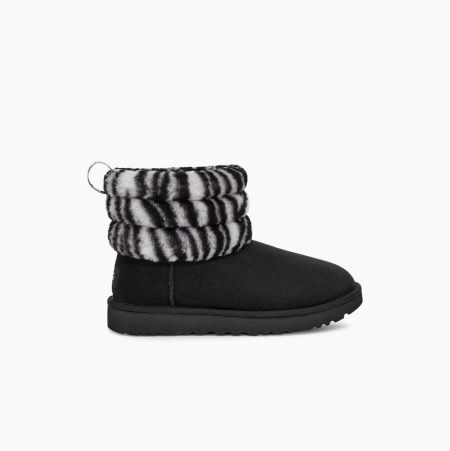 UGG Fluff Mini Quilted Zebra Black White Boots for Women (UQEB65708)